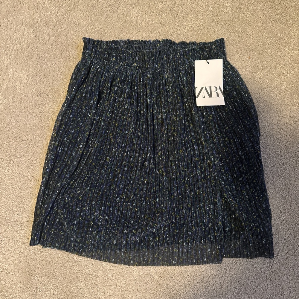 Zara Navy Blue Pleated Skirt